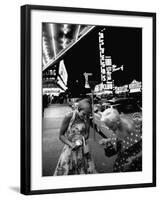 Las Vegas Chorus Girl, Kim Smith, and Her Roommate after Leaving a Casino-Loomis Dean-Framed Photographic Print