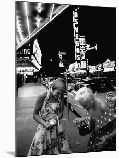 Las Vegas Chorus Girl, Kim Smith, and Her Roommate after Leaving a Casino-Loomis Dean-Mounted Photographic Print