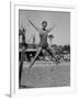 Las Vegas Chorus Girl Kim Smith at the Swimming Pool in the Sands Hotel-Loomis Dean-Framed Photographic Print