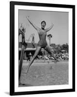 Las Vegas Chorus Girl Kim Smith at the Swimming Pool in the Sands Hotel-Loomis Dean-Framed Photographic Print