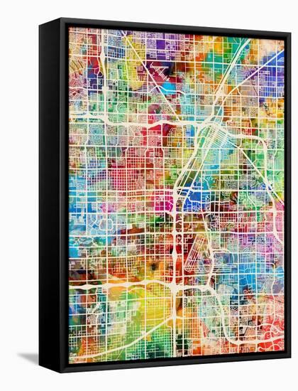 Las Vegas City Street Map-Michael Tompsett-Framed Stretched Canvas