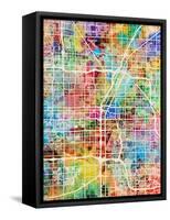 Las Vegas City Street Map-Michael Tompsett-Framed Stretched Canvas