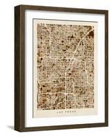 Las Vegas City Street Map-Michael Tompsett-Framed Art Print