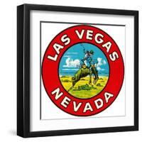 Las Vegas Logo with Bucking Bronco, Nevada-null-Framed Art Print