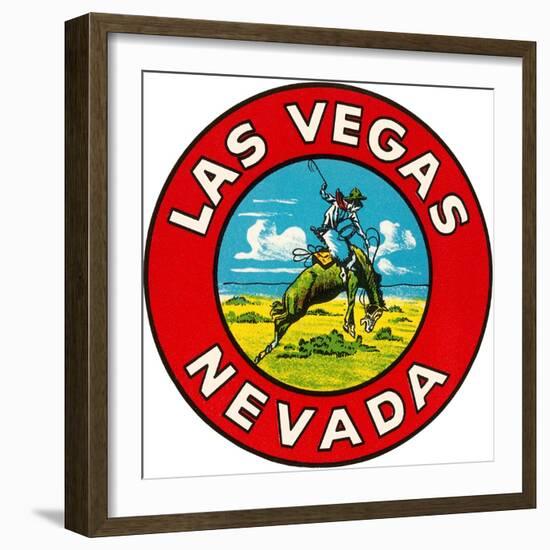 Las Vegas Logo with Bucking Bronco, Nevada-null-Framed Art Print