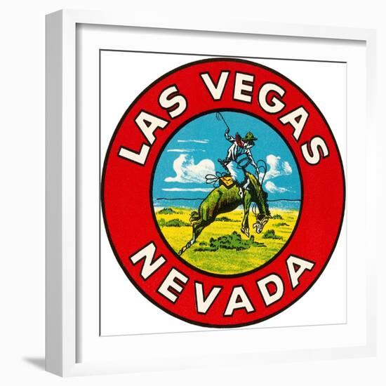 Las Vegas Logo with Bucking Bronco, Nevada-null-Framed Art Print