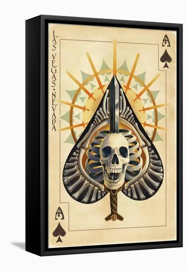 Las Vegas, Nevada - Ace of Spades-Lantern Press-Framed Stretched Canvas