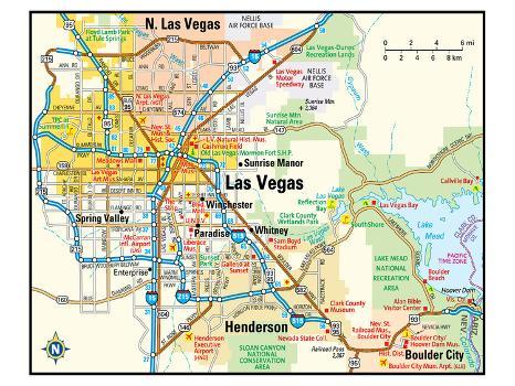 Las Vegas Nevada Area Map' Premium Giclee Print 