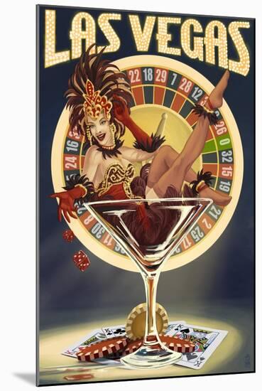 Las Vegas, Nevada - Casino Pinup Girl-Lantern Press-Mounted Art Print