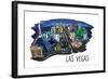 Las Vegas, Nevada - Cityscape - Line Drawing-Lantern Press-Framed Art Print