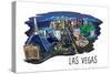 Las Vegas, Nevada - Cityscape - Line Drawing-Lantern Press-Stretched Canvas