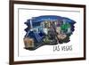 Las Vegas, Nevada - Cityscape - Line Drawing-Lantern Press-Framed Premium Giclee Print