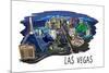 Las Vegas, Nevada - Cityscape - Line Drawing-Lantern Press-Mounted Premium Giclee Print