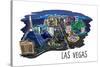 Las Vegas, Nevada - Cityscape - Line Drawing-Lantern Press-Stretched Canvas