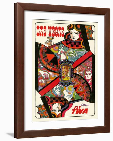 Las Vegas, Nevada - Fly TWA (Trans World Airlines) - Queen Playing Card-David Klein-Framed Giclee Print