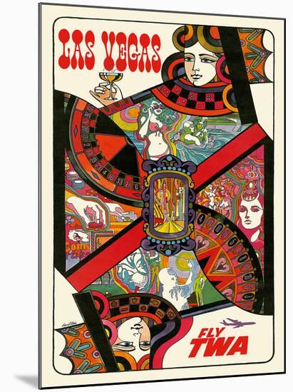 Las Vegas, Nevada - Fly TWA (Trans World Airlines) - Queen Playing Card-David Klein-Mounted Giclee Print