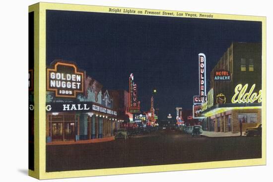 Las Vegas, Nevada - Fremont Street Scene at Night-Lantern Press-Stretched Canvas