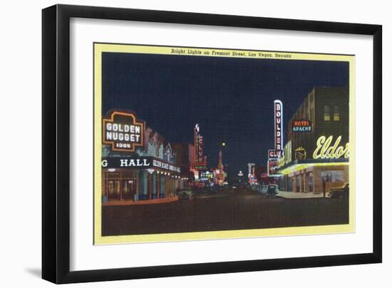 Las Vegas, Nevada - Fremont Street Scene at Night-Lantern Press-Framed Art Print