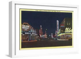 Las Vegas, Nevada - Fremont Street Scene at Night-Lantern Press-Framed Art Print