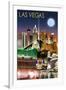 Las Vegas, Nevada - Las Vegas at Night-Lantern Press-Framed Art Print