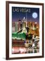 Las Vegas, Nevada - Las Vegas at Night-Lantern Press-Framed Art Print