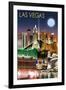 Las Vegas, Nevada - Las Vegas at Night-Lantern Press-Framed Art Print