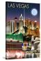 Las Vegas, Nevada - Las Vegas at Night-Lantern Press-Stretched Canvas