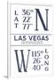 Las Vegas, Nevada - Latitude and Longitude (Blue)-Lantern Press-Framed Art Print