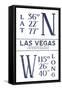 Las Vegas, Nevada - Latitude and Longitude (Blue)-Lantern Press-Framed Stretched Canvas