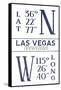 Las Vegas, Nevada - Latitude and Longitude (Blue)-Lantern Press-Framed Stretched Canvas