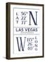 Las Vegas, Nevada - Latitude and Longitude (Blue)-Lantern Press-Framed Art Print