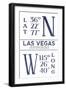 Las Vegas, Nevada - Latitude and Longitude (Blue)-Lantern Press-Framed Art Print