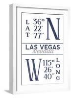 Las Vegas, Nevada - Latitude and Longitude (Blue)-Lantern Press-Framed Art Print