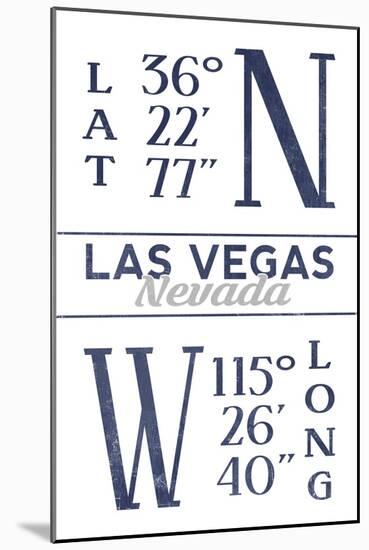 Las Vegas, Nevada - Latitude and Longitude (Blue)-Lantern Press-Mounted Art Print