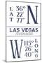 Las Vegas, Nevada - Latitude and Longitude (Blue)-Lantern Press-Mounted Art Print