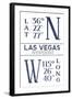 Las Vegas, Nevada - Latitude and Longitude (Blue)-Lantern Press-Framed Art Print