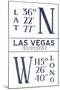 Las Vegas, Nevada - Latitude and Longitude (Blue)-Lantern Press-Mounted Art Print