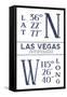 Las Vegas, Nevada - Latitude and Longitude (Blue)-Lantern Press-Framed Stretched Canvas