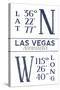 Las Vegas, Nevada - Latitude and Longitude (Blue)-Lantern Press-Stretched Canvas