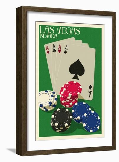 Las Vegas, Nevada - Poker Cards and Chips-Lantern Press-Framed Art Print