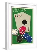 Las Vegas, Nevada - Poker Cards and Chips-Lantern Press-Framed Art Print