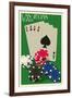 Las Vegas, Nevada - Poker Cards and Chips-Lantern Press-Framed Art Print