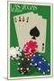 Las Vegas, Nevada - Poker Cards and Chips-Lantern Press-Mounted Art Print