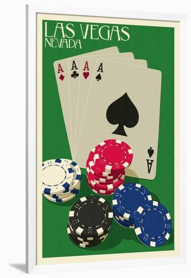 Las Vegas, Nevada - Poker Cards and Chips-Lantern Press-Framed Art Print