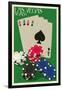 Las Vegas, Nevada - Poker Cards and Chips-Lantern Press-Framed Art Print