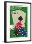 Las Vegas, Nevada - Poker Cards and Chips-Lantern Press-Framed Art Print