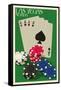 Las Vegas, Nevada - Poker Cards and Chips-Lantern Press-Framed Stretched Canvas