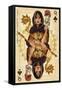 Las Vegas, Nevada - Queen of Spades-Lantern Press-Framed Stretched Canvas