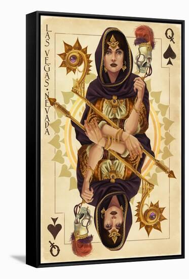 Las Vegas, Nevada - Queen of Spades-Lantern Press-Framed Stretched Canvas