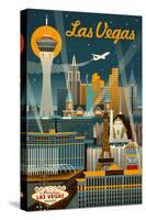 Las Vegas, Nevada - Retro Skyline-Lantern Press-Stretched Canvas